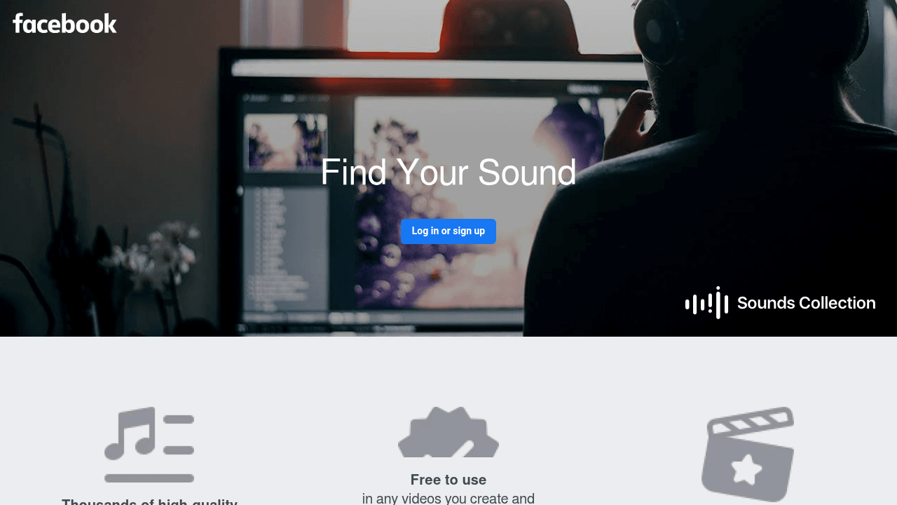 Interface Facebook Sound Collection, bibliothèque musicale gratuite Meta