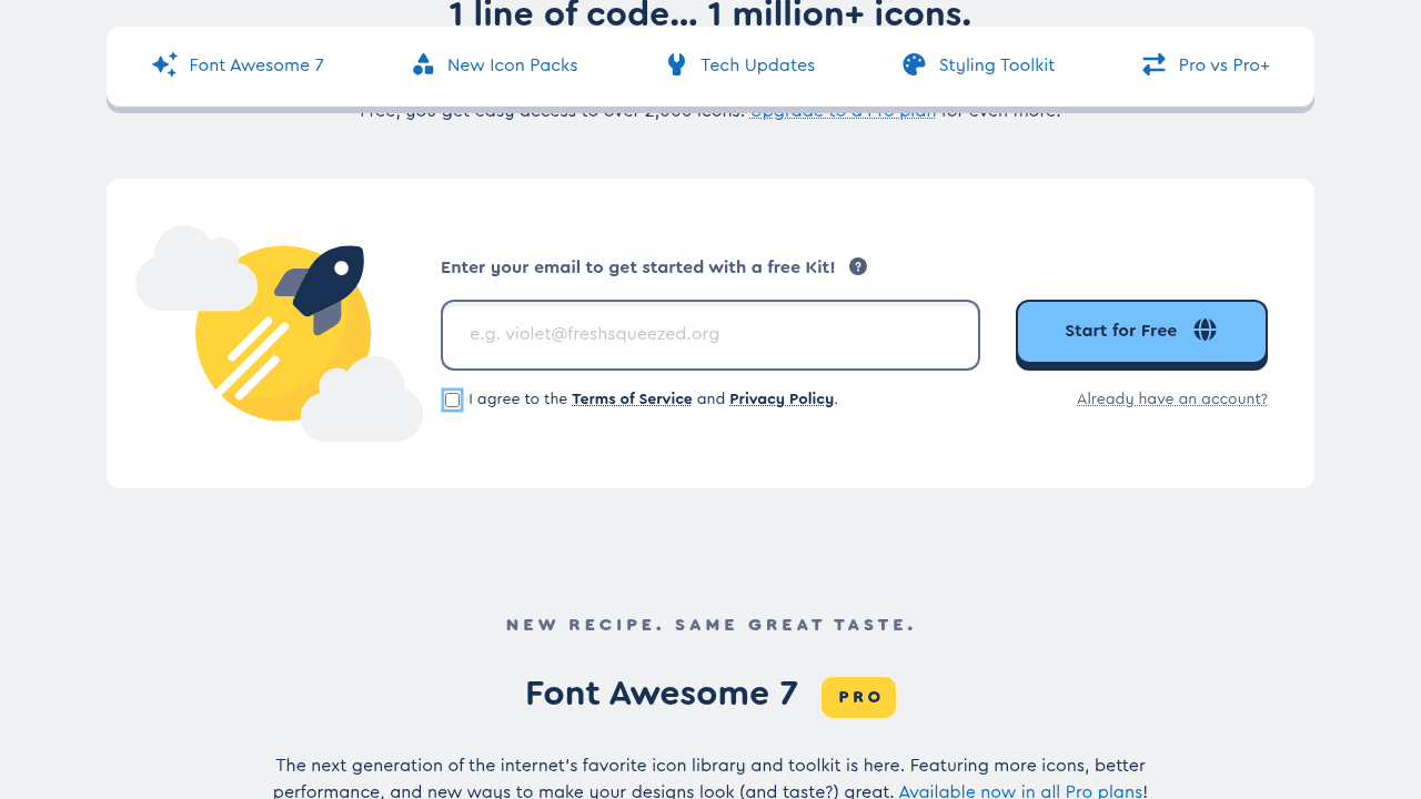 Page d'accueil de Font Awesome, bibliothèque d'icônes pour développeurs web