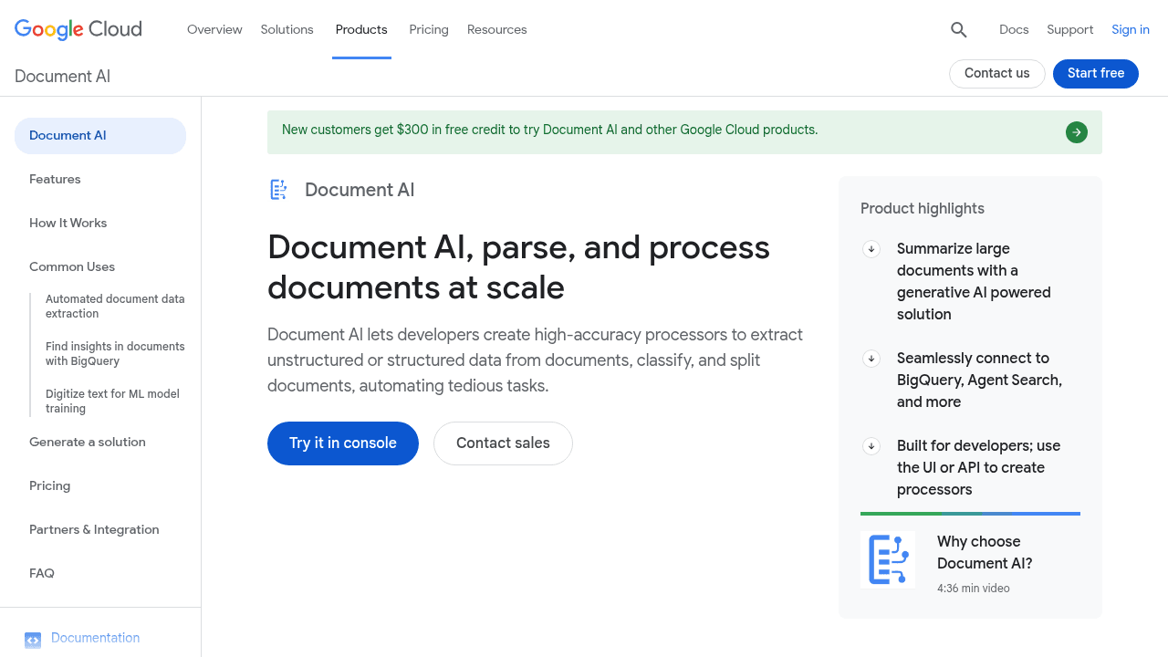 Google Cloud Document AI, plateforme OCR et compréhension documentaire