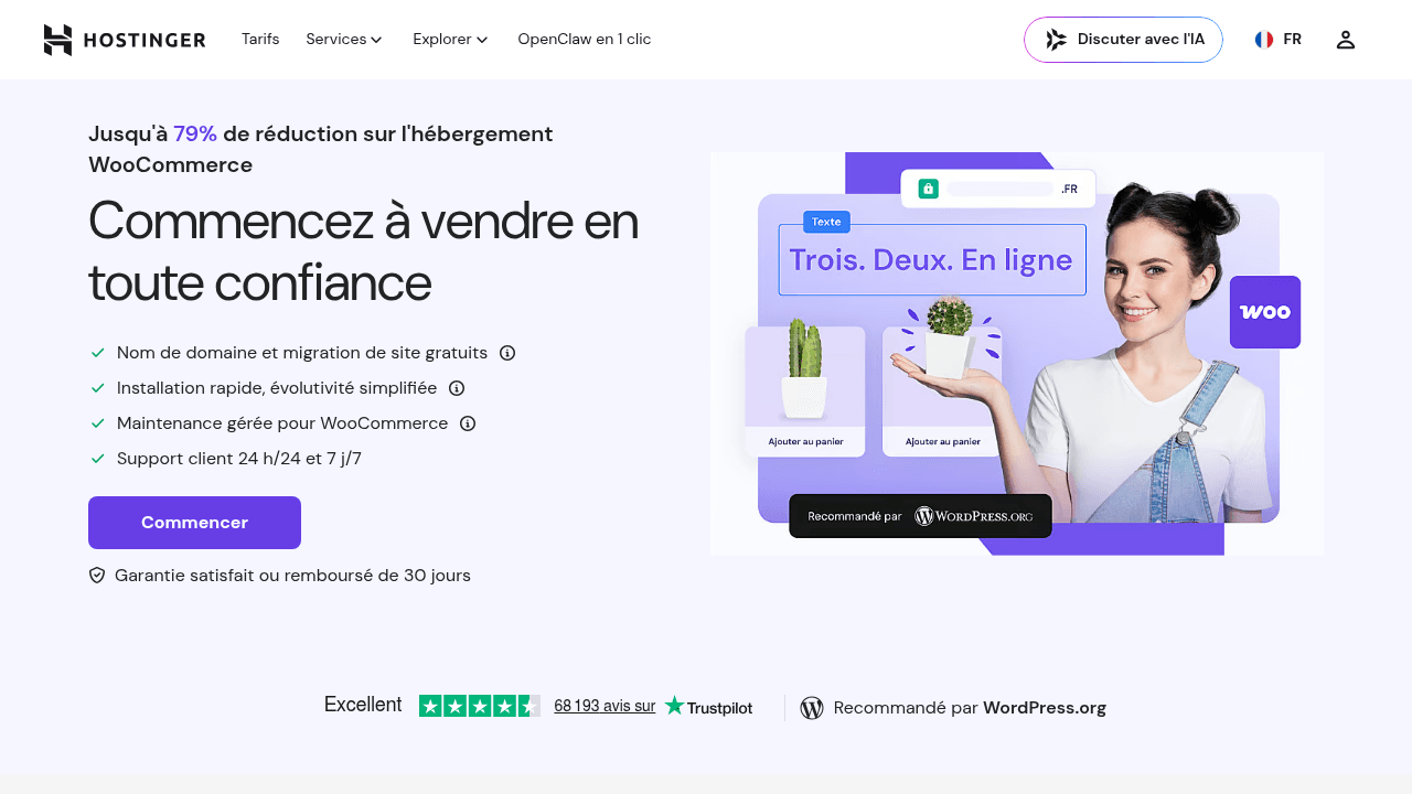 Hostinger hébergement WooCommerce