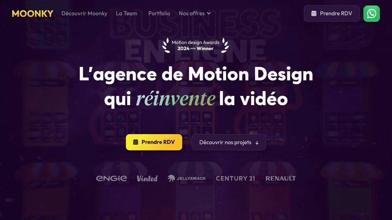 Capture d'écran du site Moonky