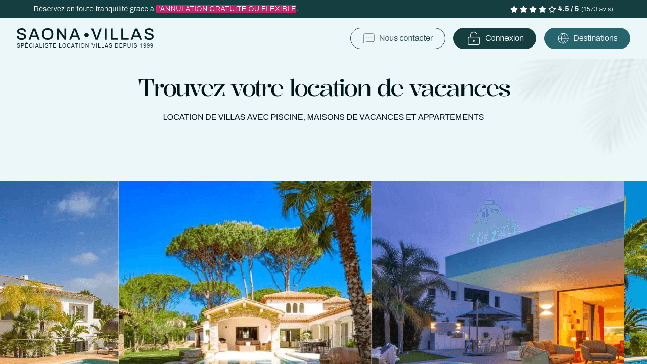 Application web de location de vacances Villas.fr