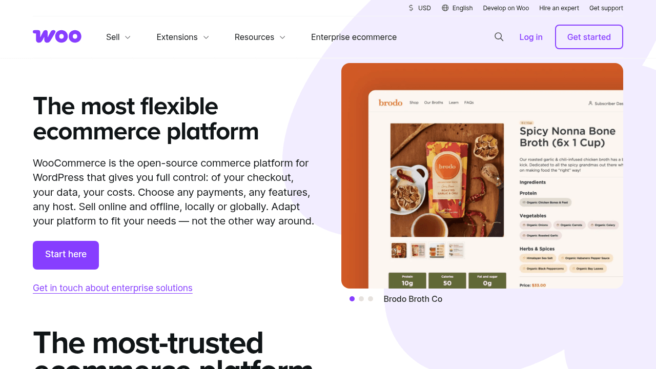 Page d'accueil de WooCommerce, plugin e-commerce open source pour WordPress