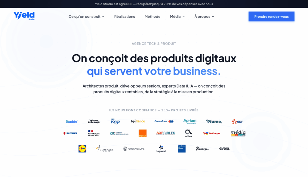 Yield Studio - agence de développement d'applications web et mobiles sur mesure