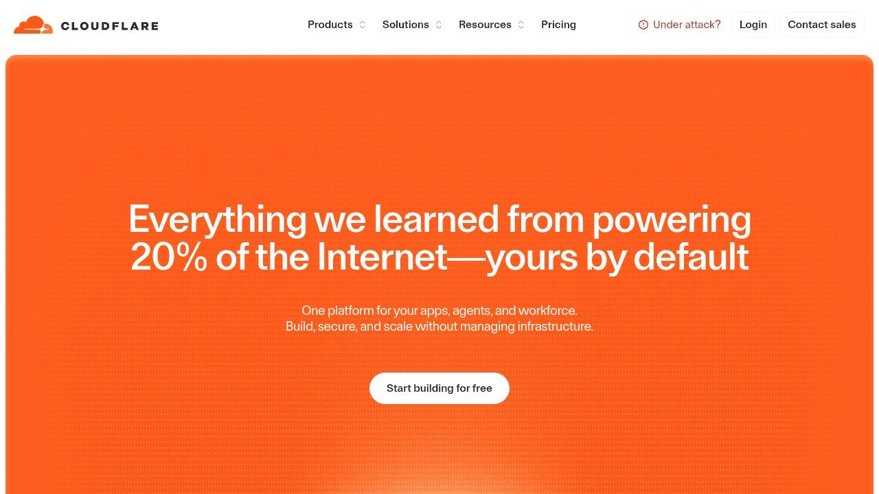 Capture d'écran de Cloudflare