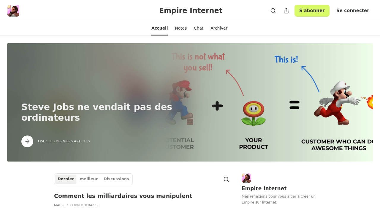Capture d'écran de la newsletter Empire Internet de Kevin Dufraisse