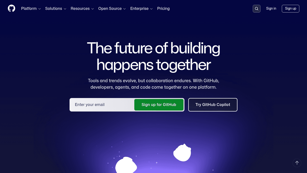Capture d'écran de GitHub
