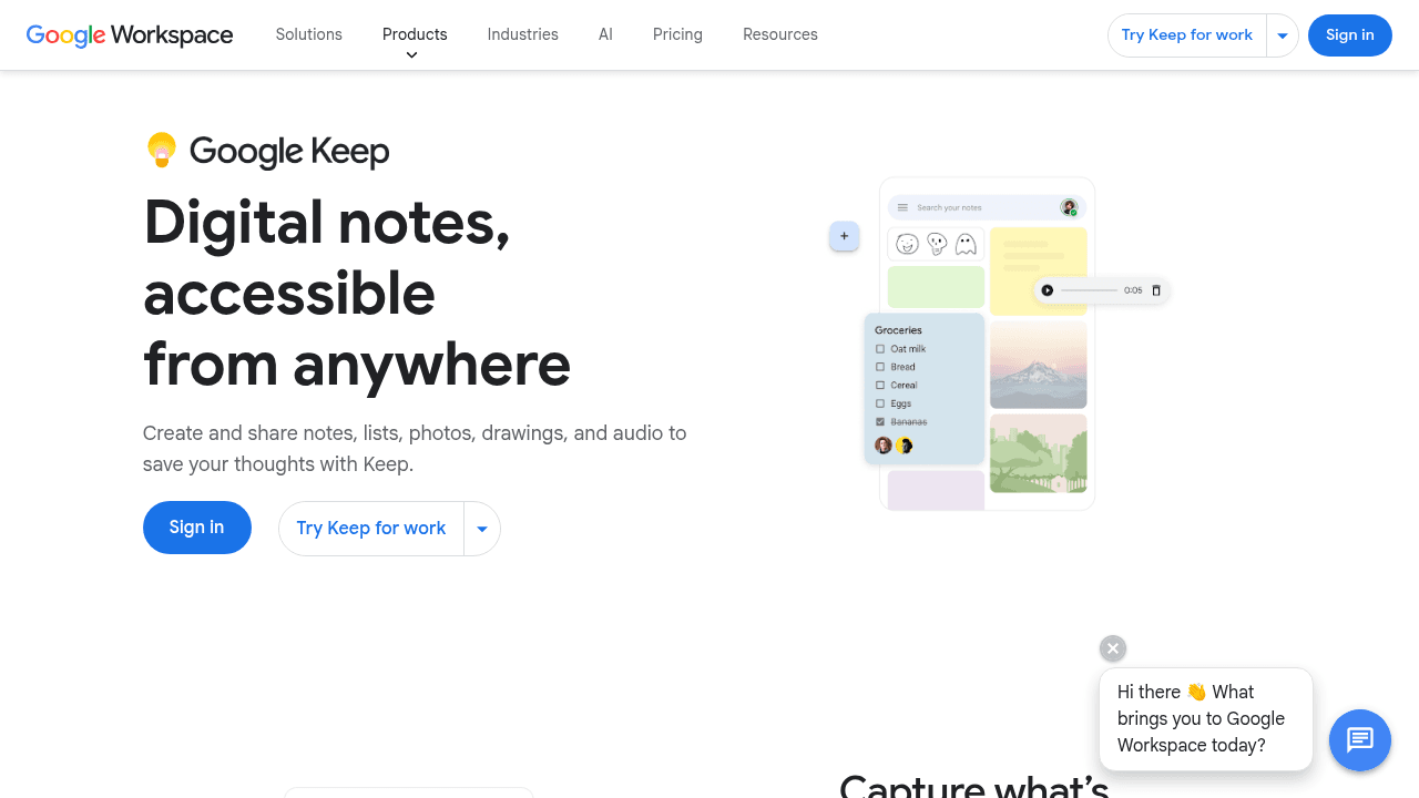 Capture d'écran de Google Keep