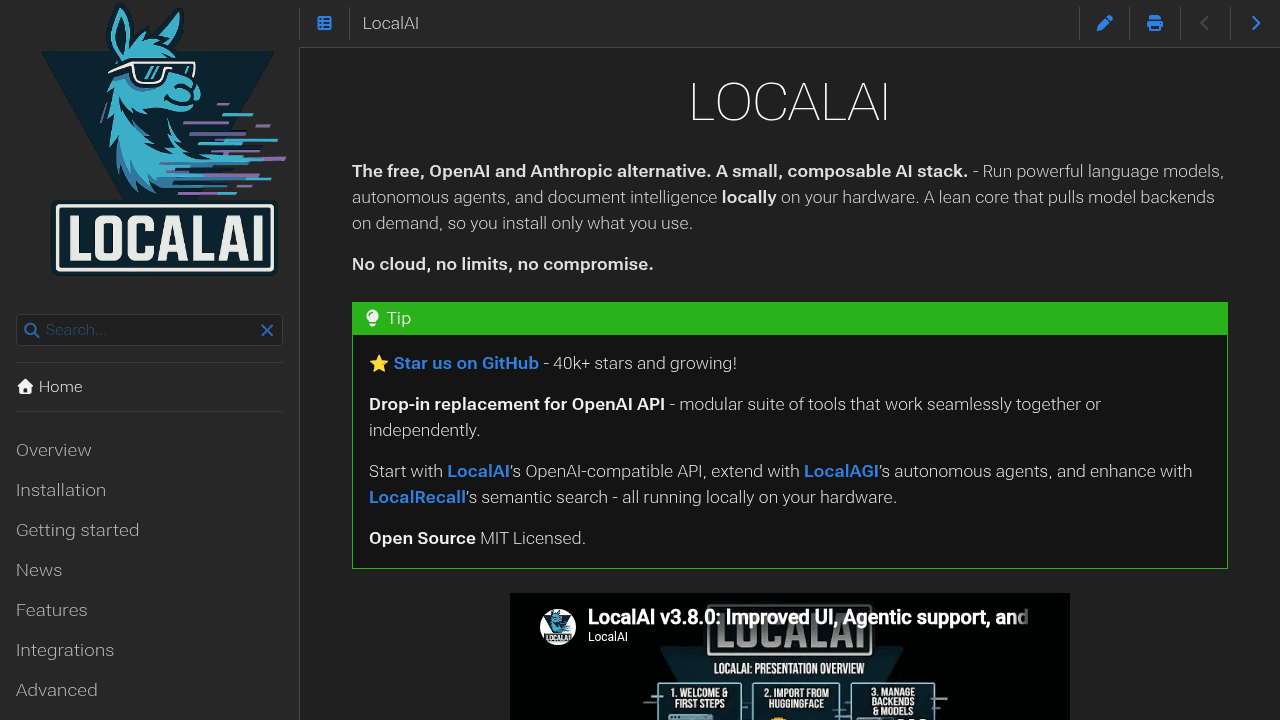 Capture d'écran de LocalAI