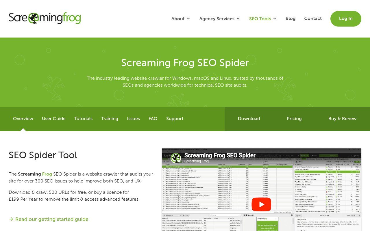Capture d'écran de Screaming Frog
