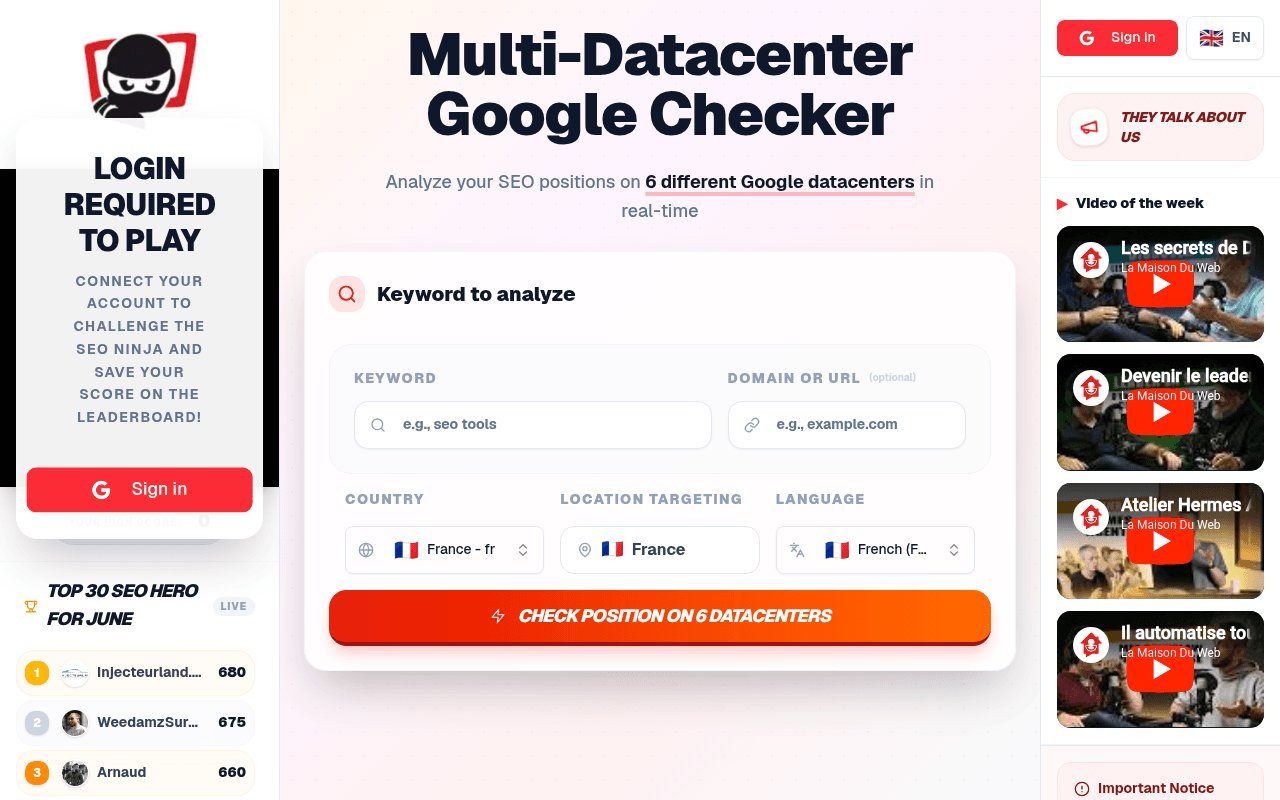 Capture d'écran de SEO Hero Ninja