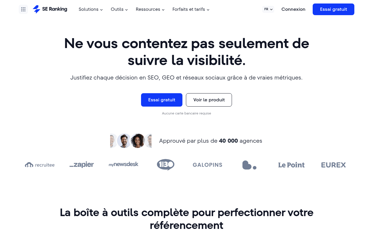 Capture d'écran de SE Ranking