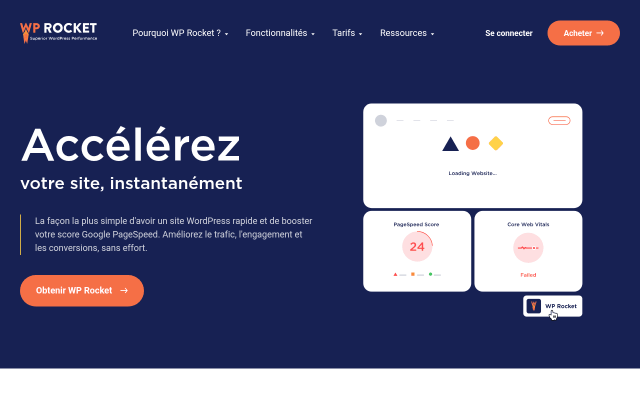 Capture d'écran de WP Rocket