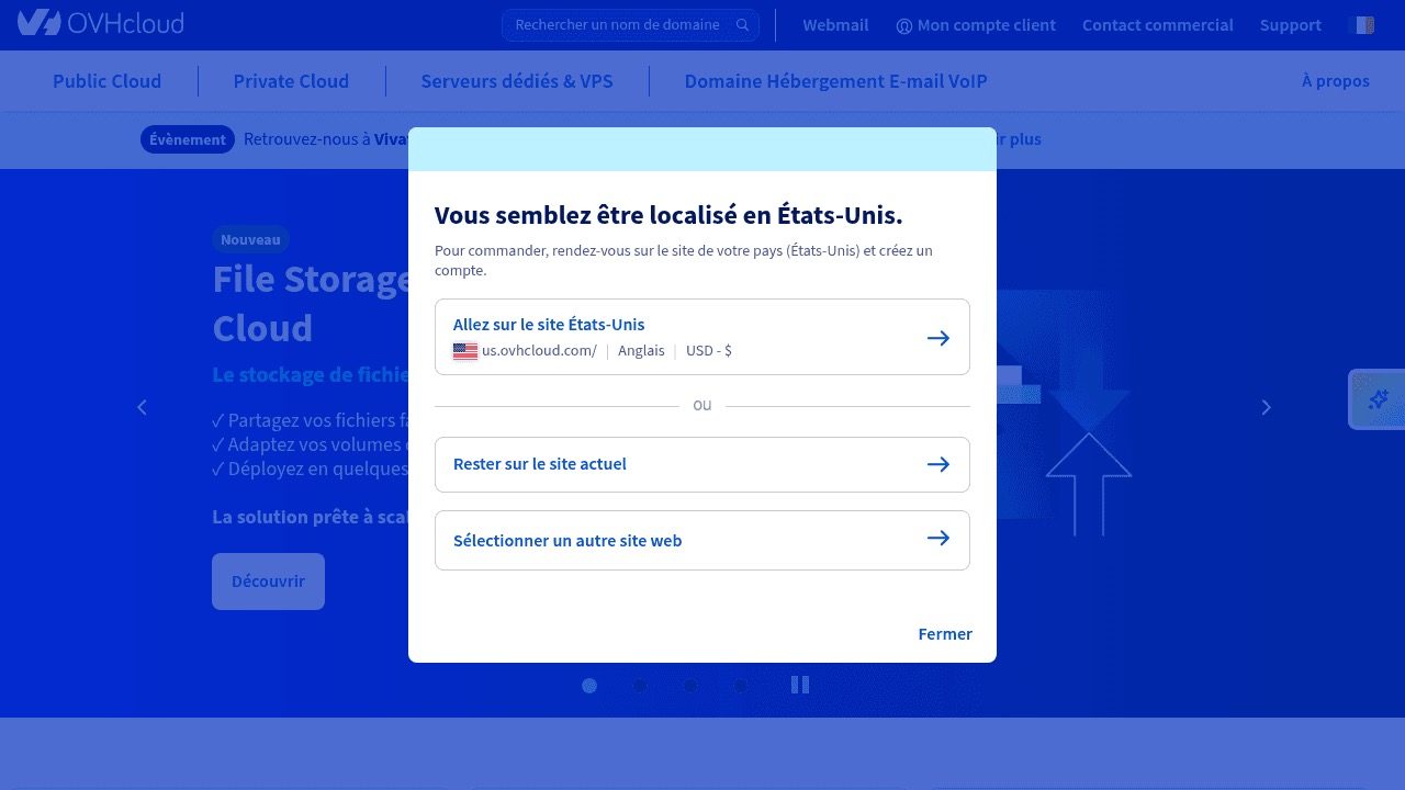 Capture d'écran de OVHcloud