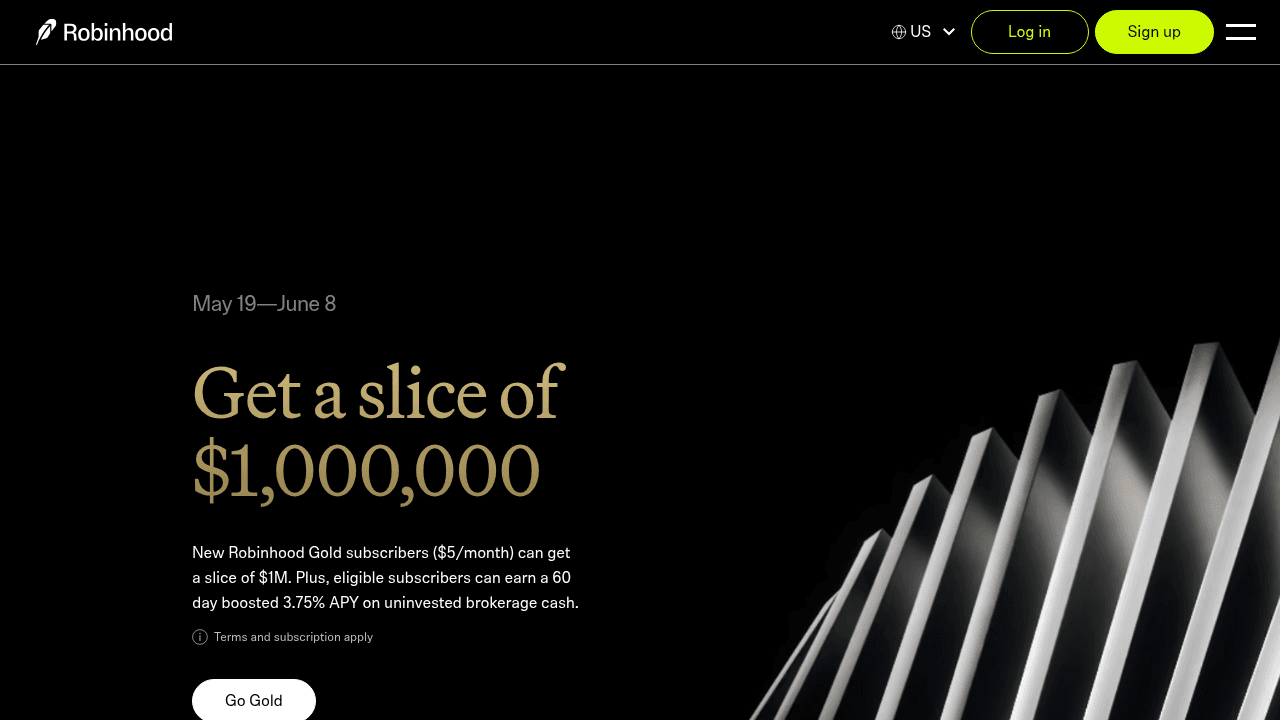 Capture d'écran du site Robinhood, éditeur de la newsletter Snacks