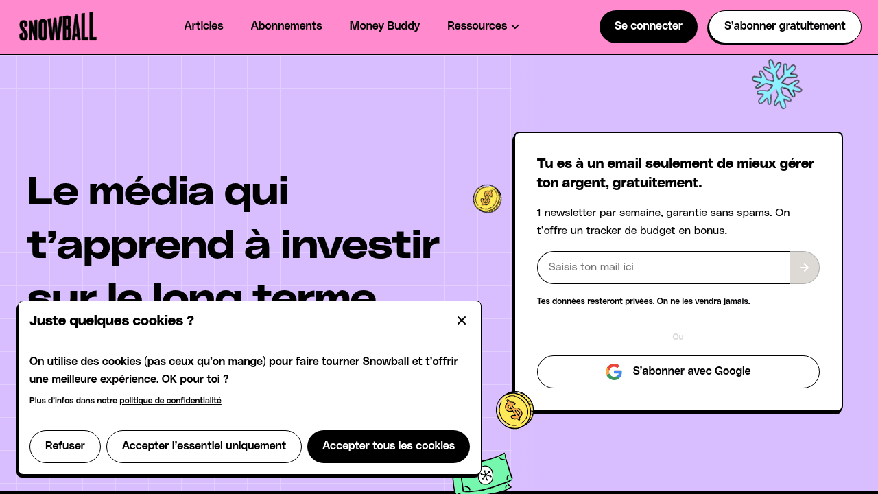 Capture d'écran de la newsletter Snowball