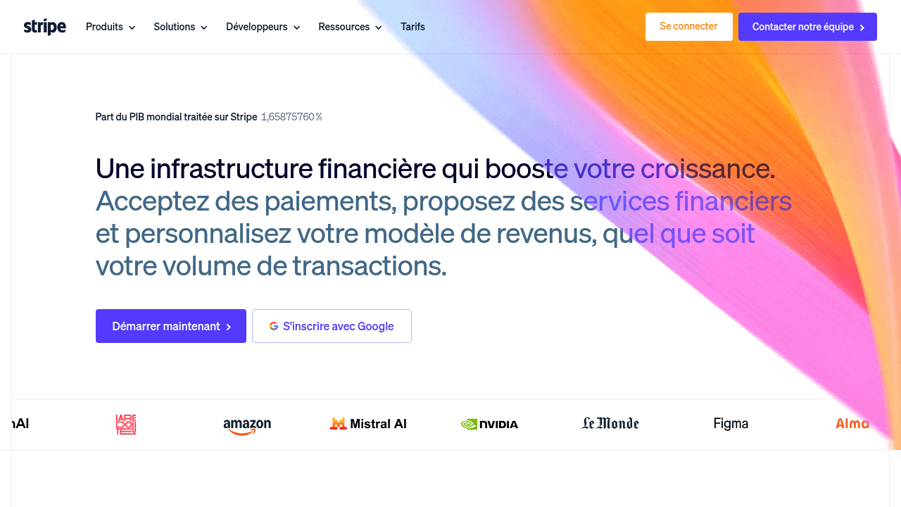 Capture d'écran de Stripe