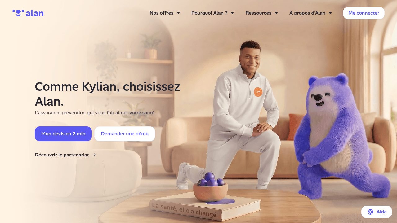Page d'accueil du site Alan