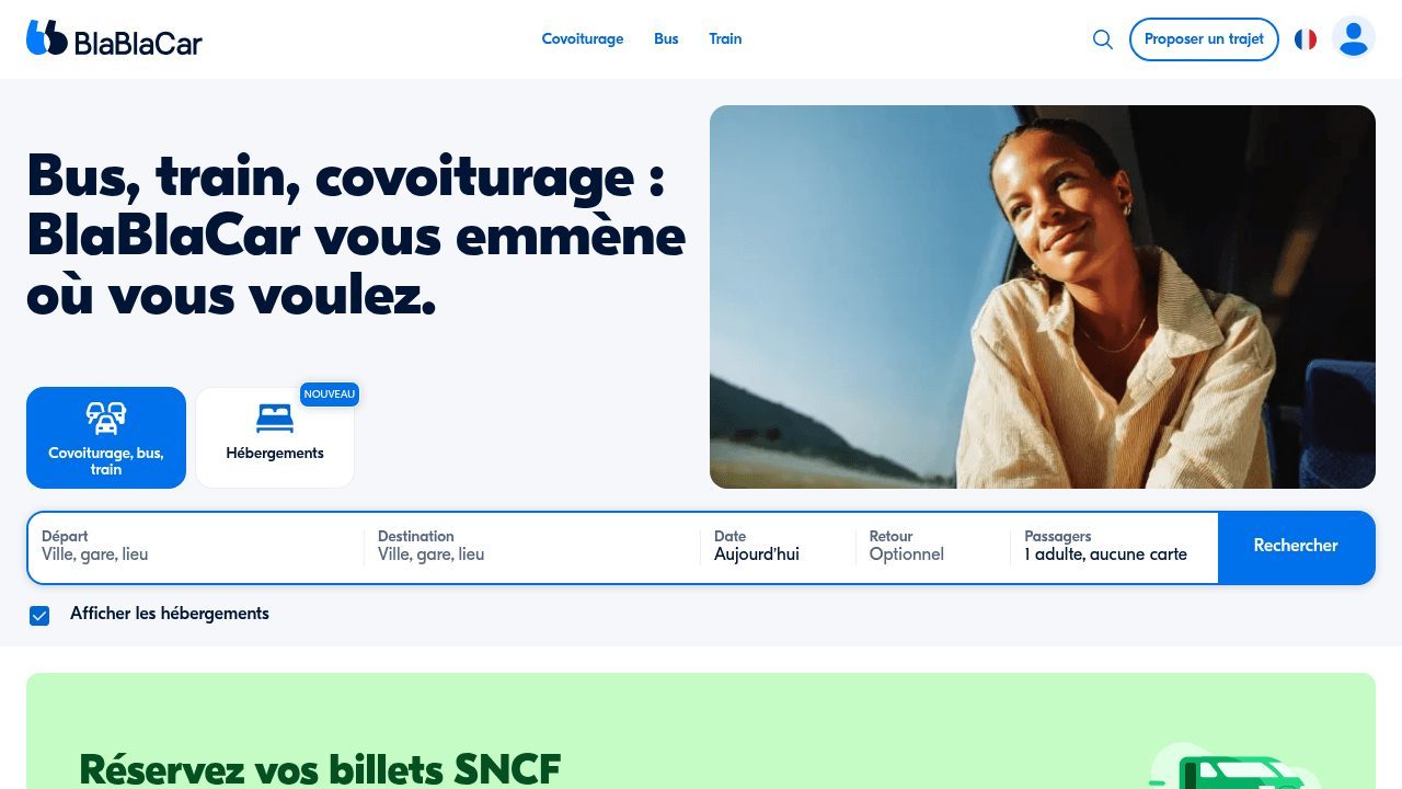 Page d'accueil du site BlaBlaCar