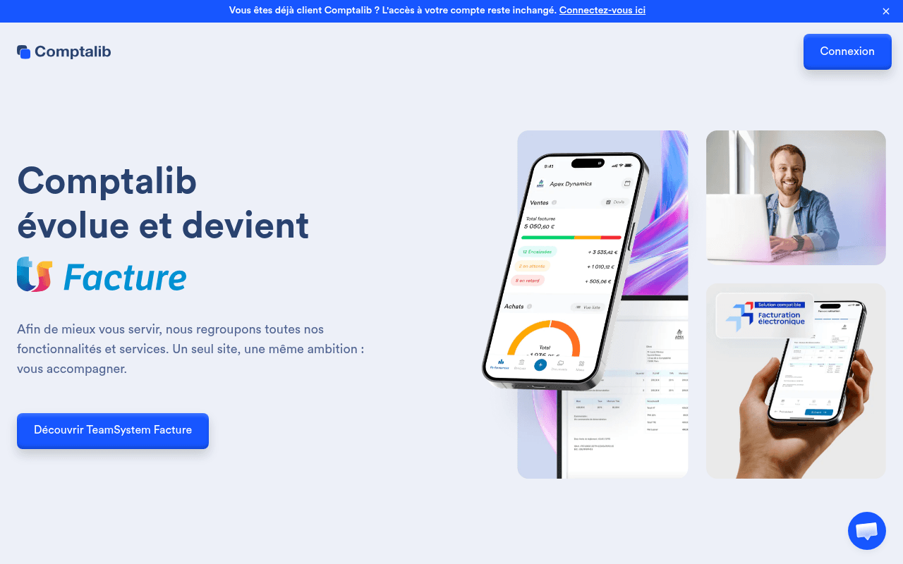 Capture d'écran de Comptalib devenu TeamSystem Facture