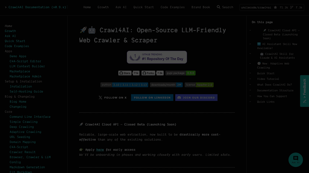 Crawl4AI web scraper
