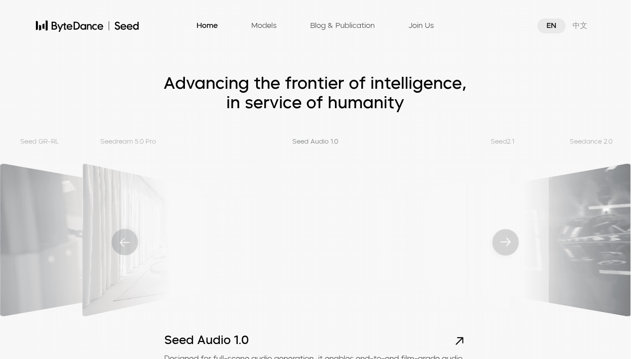 Capture d'écran des modèles Seed de ByteDance dont Seedance 2.0