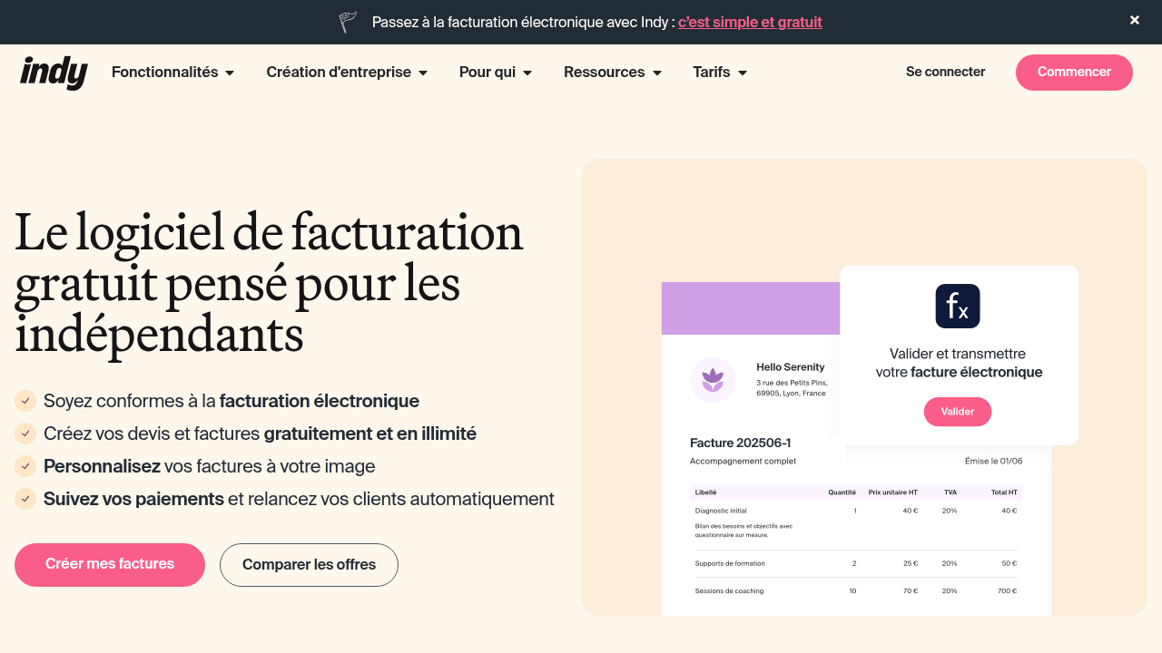 Logiciel facturation Indy