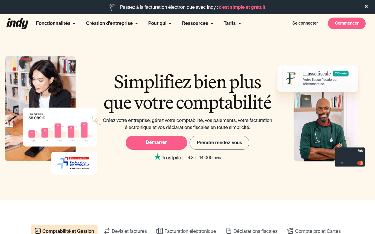 Capture d'écran du site Indy