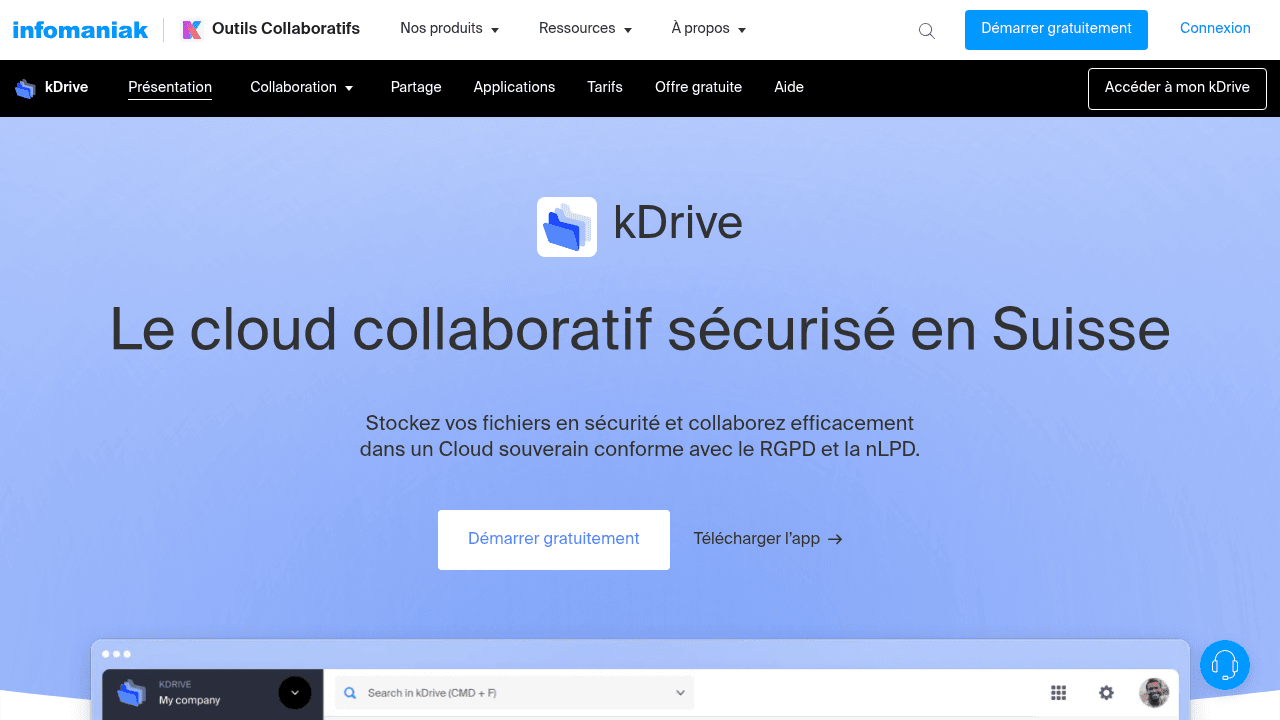 kDrive d'Infomaniak, le cloud collaboratif sécurisé en Suisse