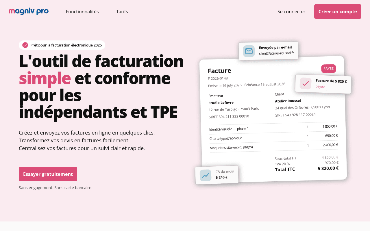 Capture d'écran du site Magniv Pro
