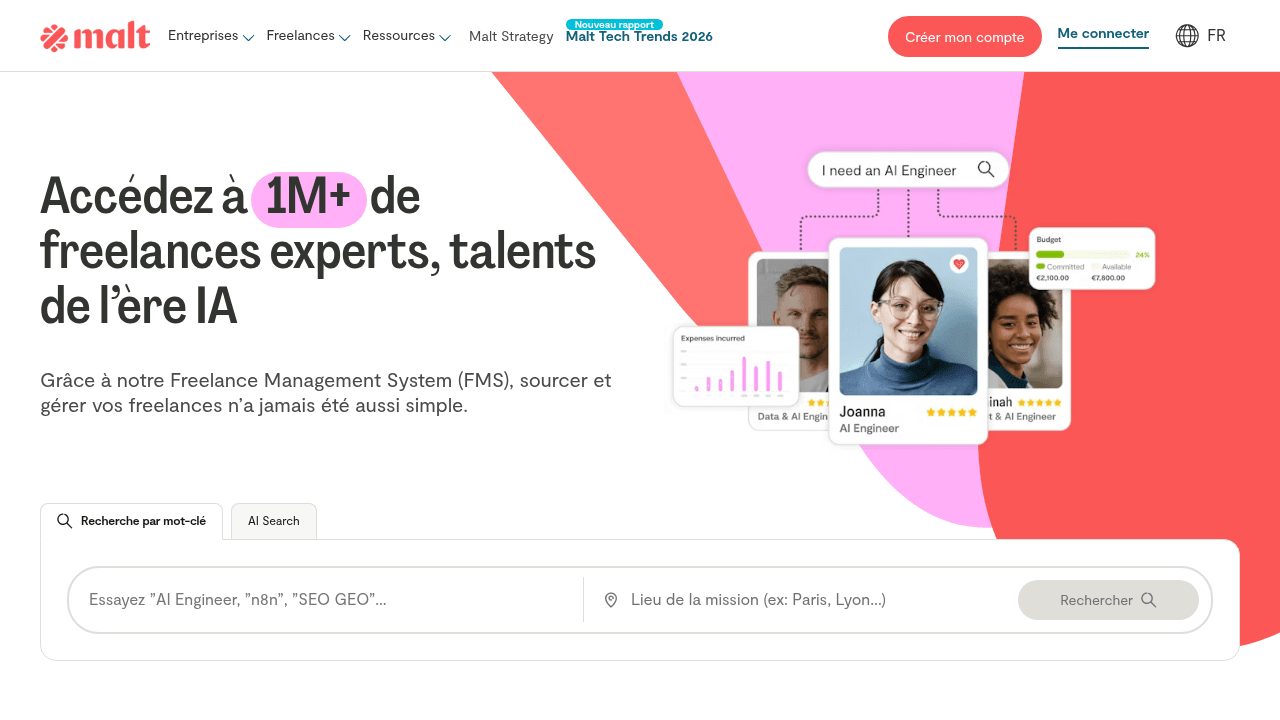 Page d'accueil du site Malt