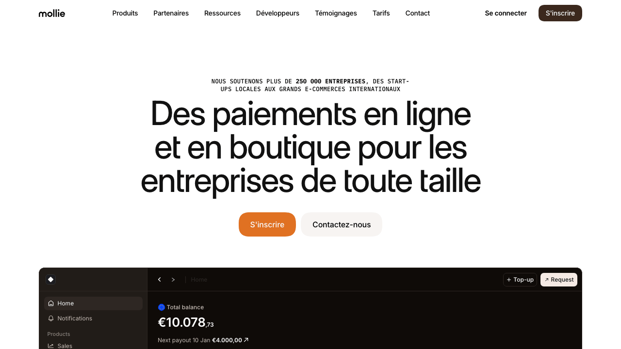 Page d'accueil de Mollie