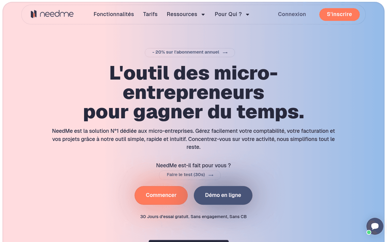 Capture d'écran du site NeedMe