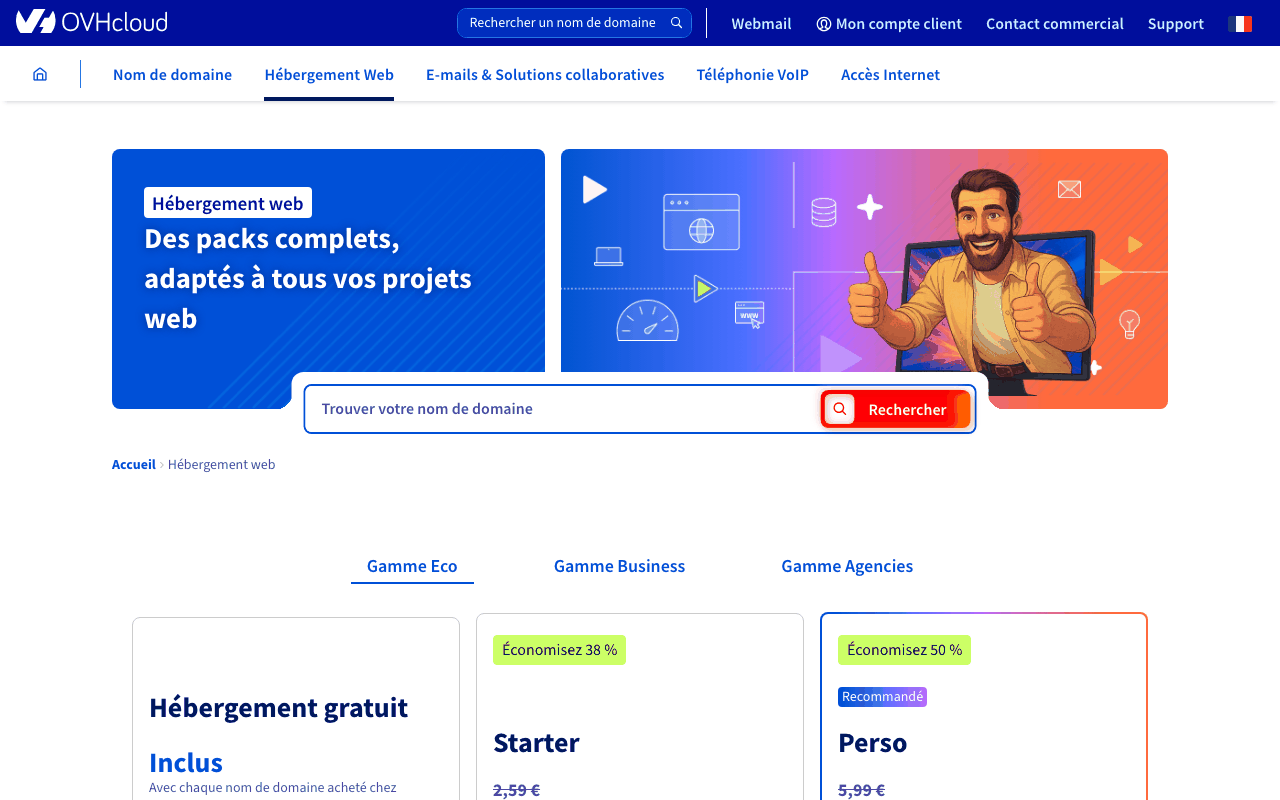 Hébergement web OVHcloud et son offre gratuite