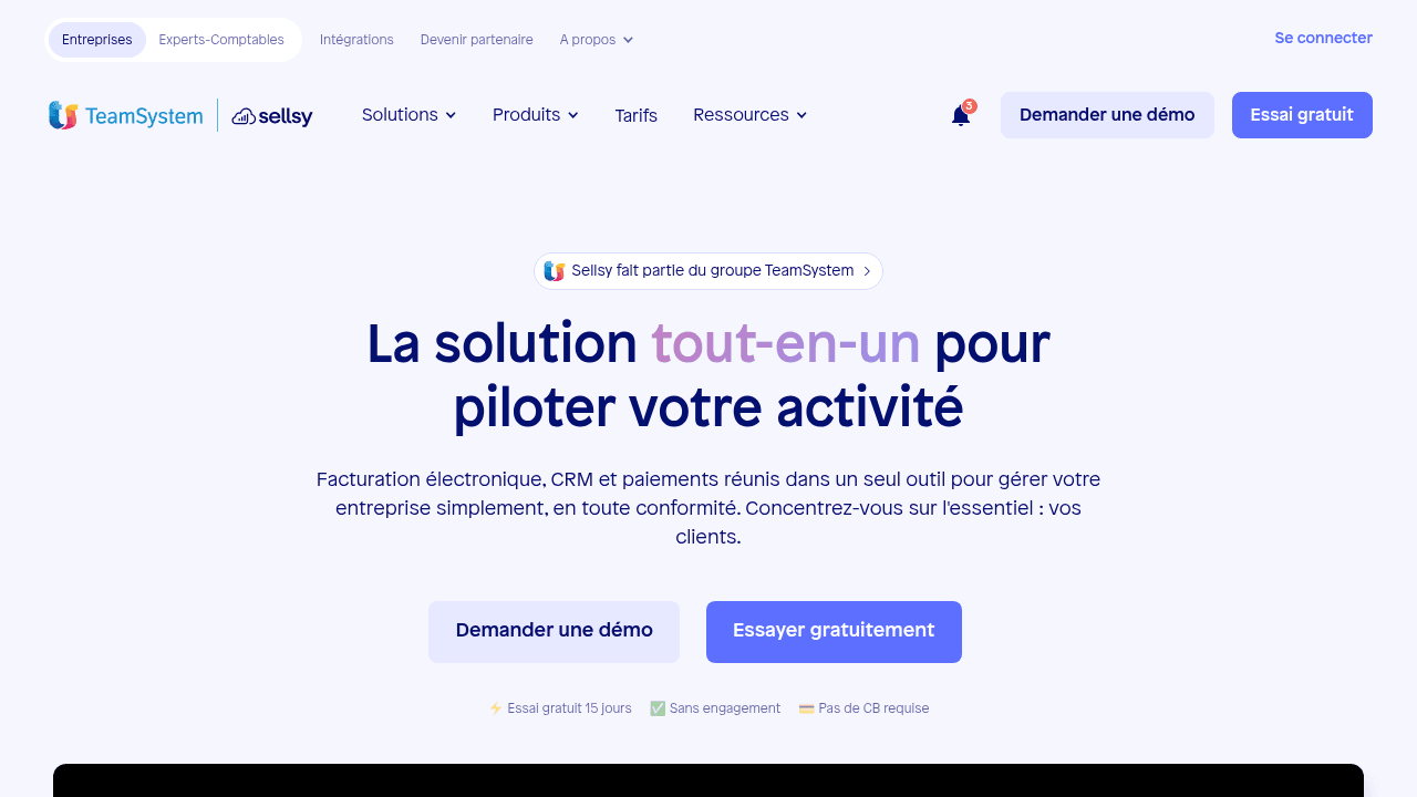 Capture d'écran de Sellsy