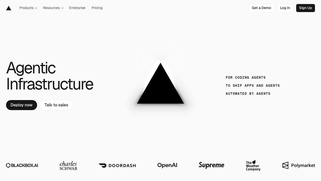 Page d'accueil du site Vercel