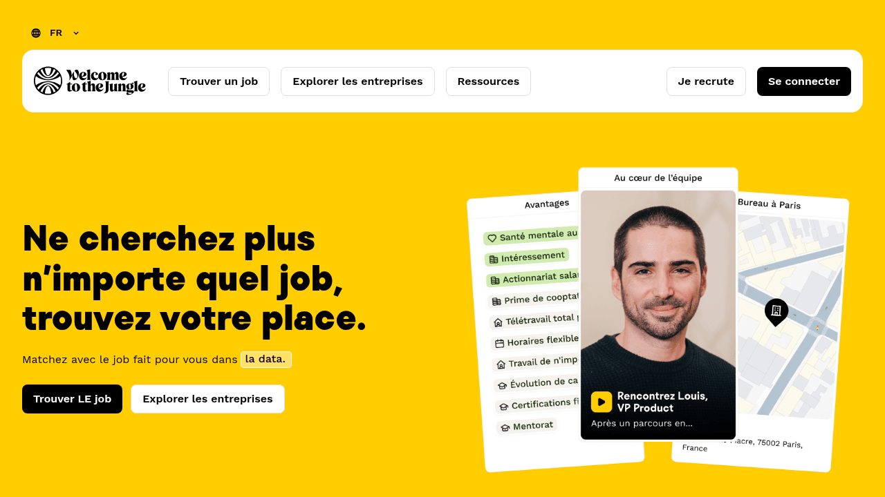 Page d'accueil du site Welcome to the Jungle