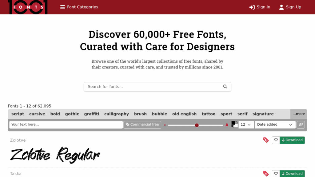 Capture d'écran de 1001 Fonts