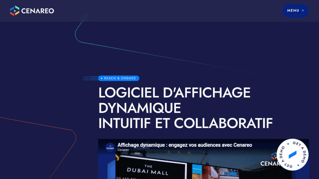 Capture d'écran du logiciel d'affichage dynamique Cenareo