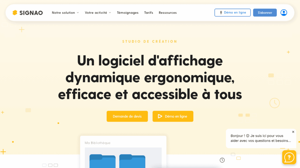 Capture d'écran du logiciel d'affichage dynamique Signao