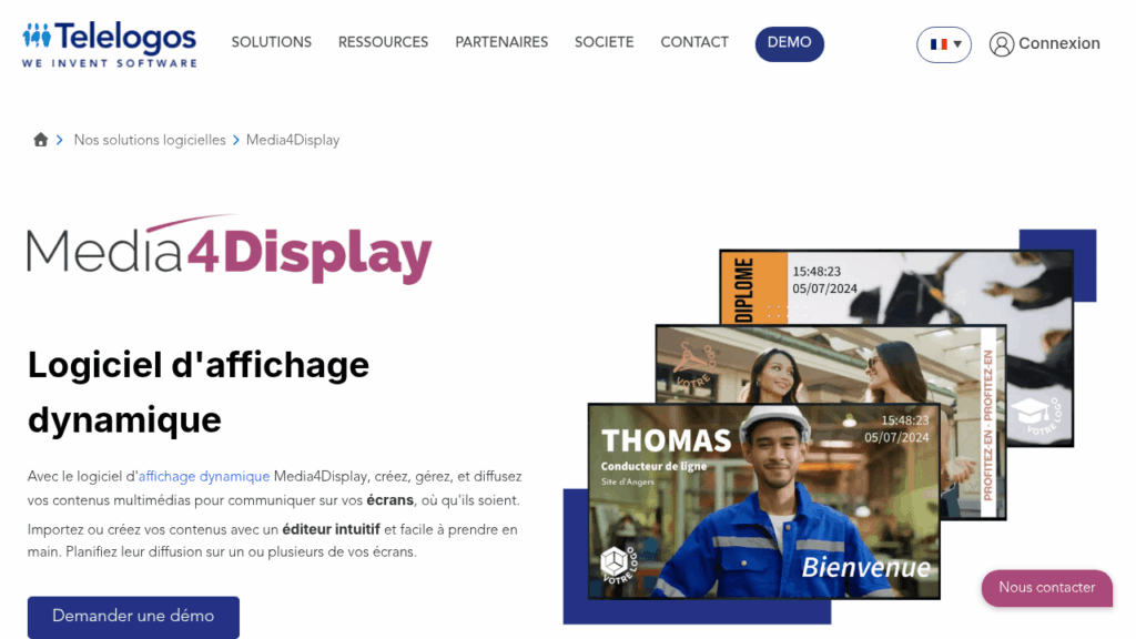 Capture d'écran du logiciel d'affichage dynamique Telelogos