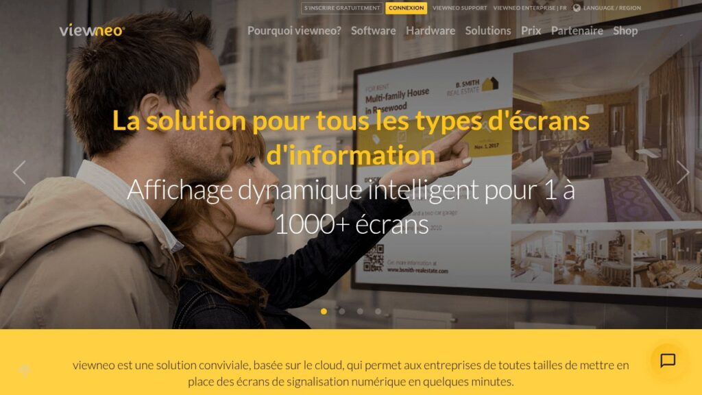 Capture d'écran du logiciel d'affichage dynamique viewneo