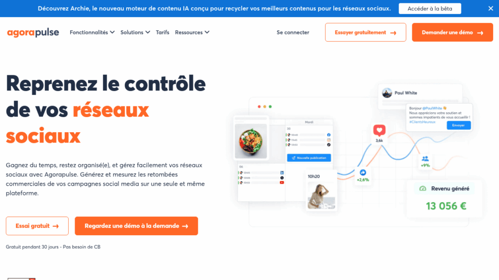 Capture d'écran d'Agorapulse