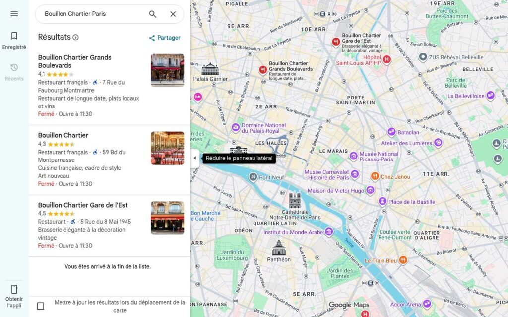 Avis et notes affichés sur les fiches Google Maps