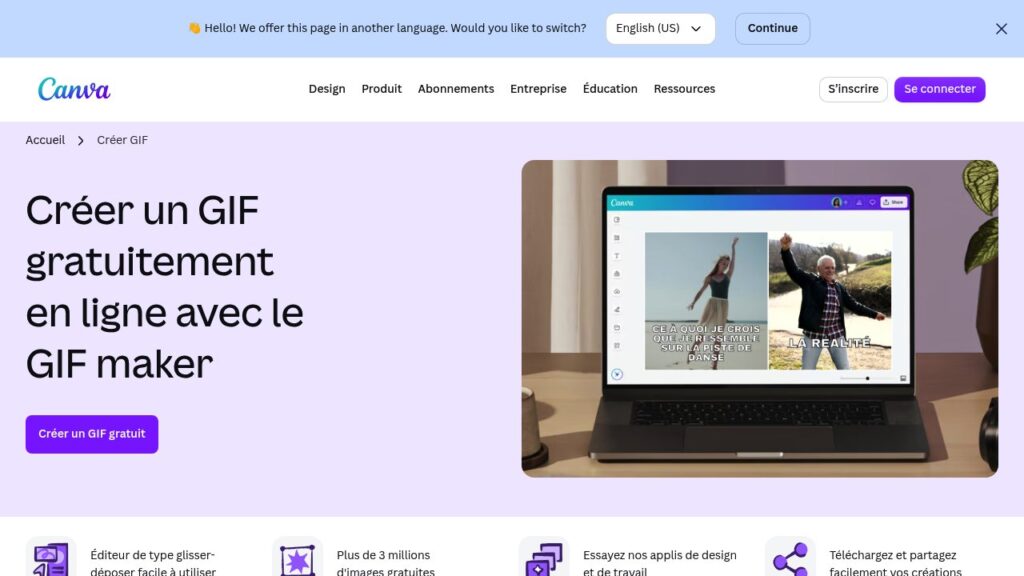 Capture d'écran de Canva