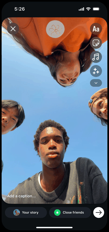 Éditeur de story Instagram : texte, stickers, musique et effets