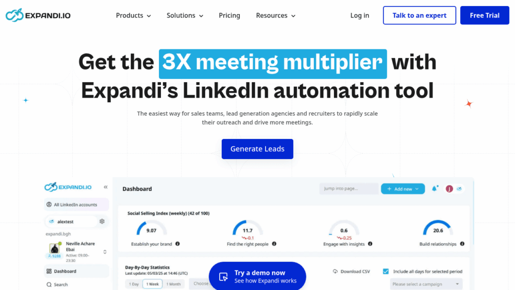 Capture d'écran du site d'Expandi