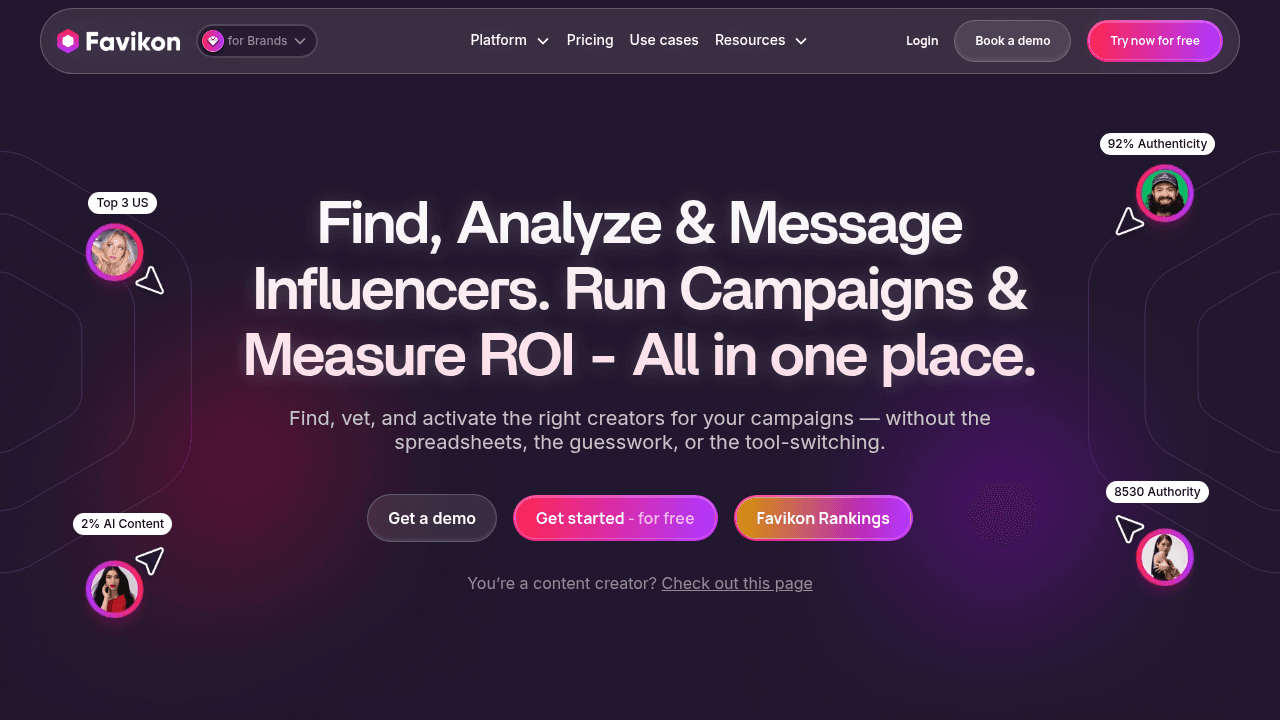 Favikon, plateforme d'analyse d'influenceurs