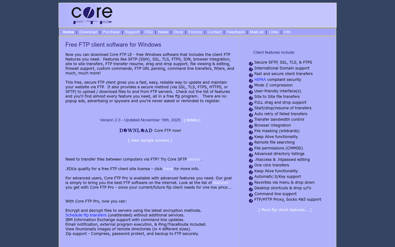 Capture d'écran de Core FTP LE