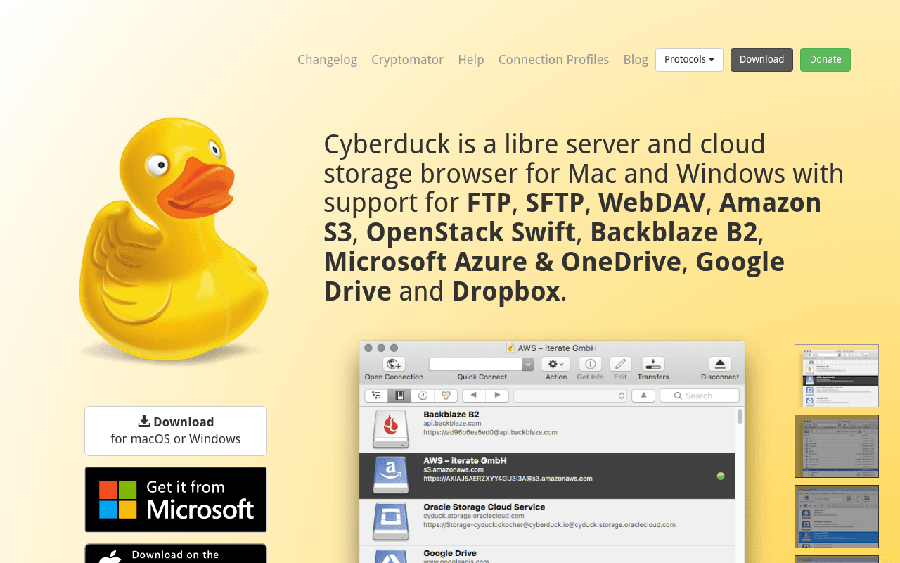 Capture d'écran de Cyberduck